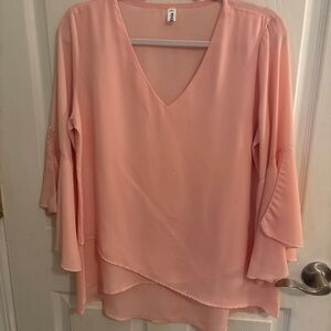 Orange Asymmetrical Bell Sleeve Blouse